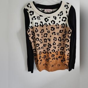 Juicy Couture Leopard Wool Silk Blend Knit Sweater